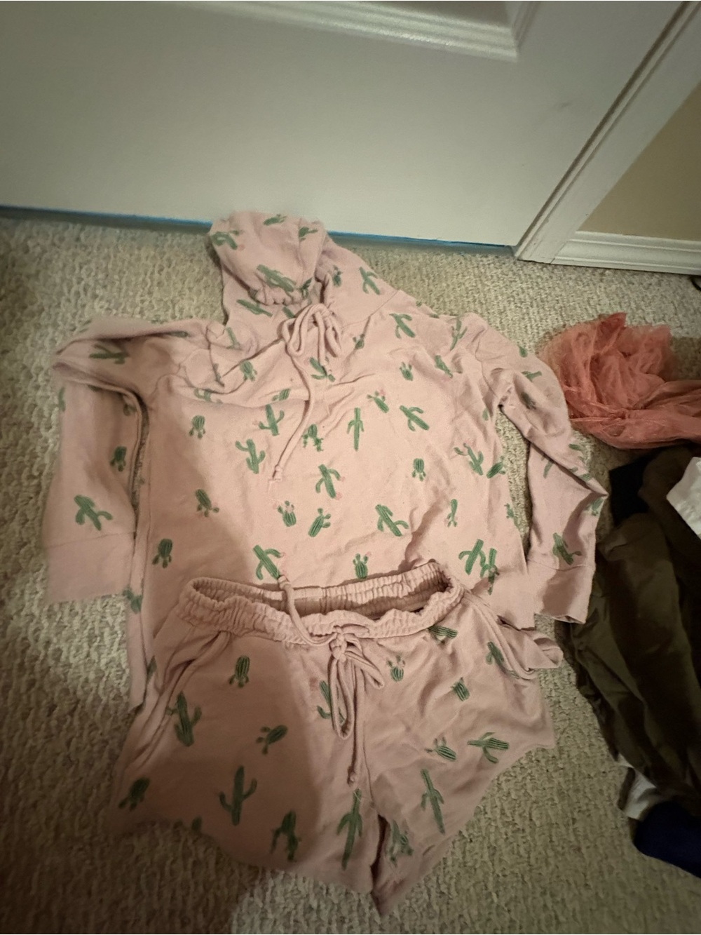 Girls' Pink Cactus Hooded Set